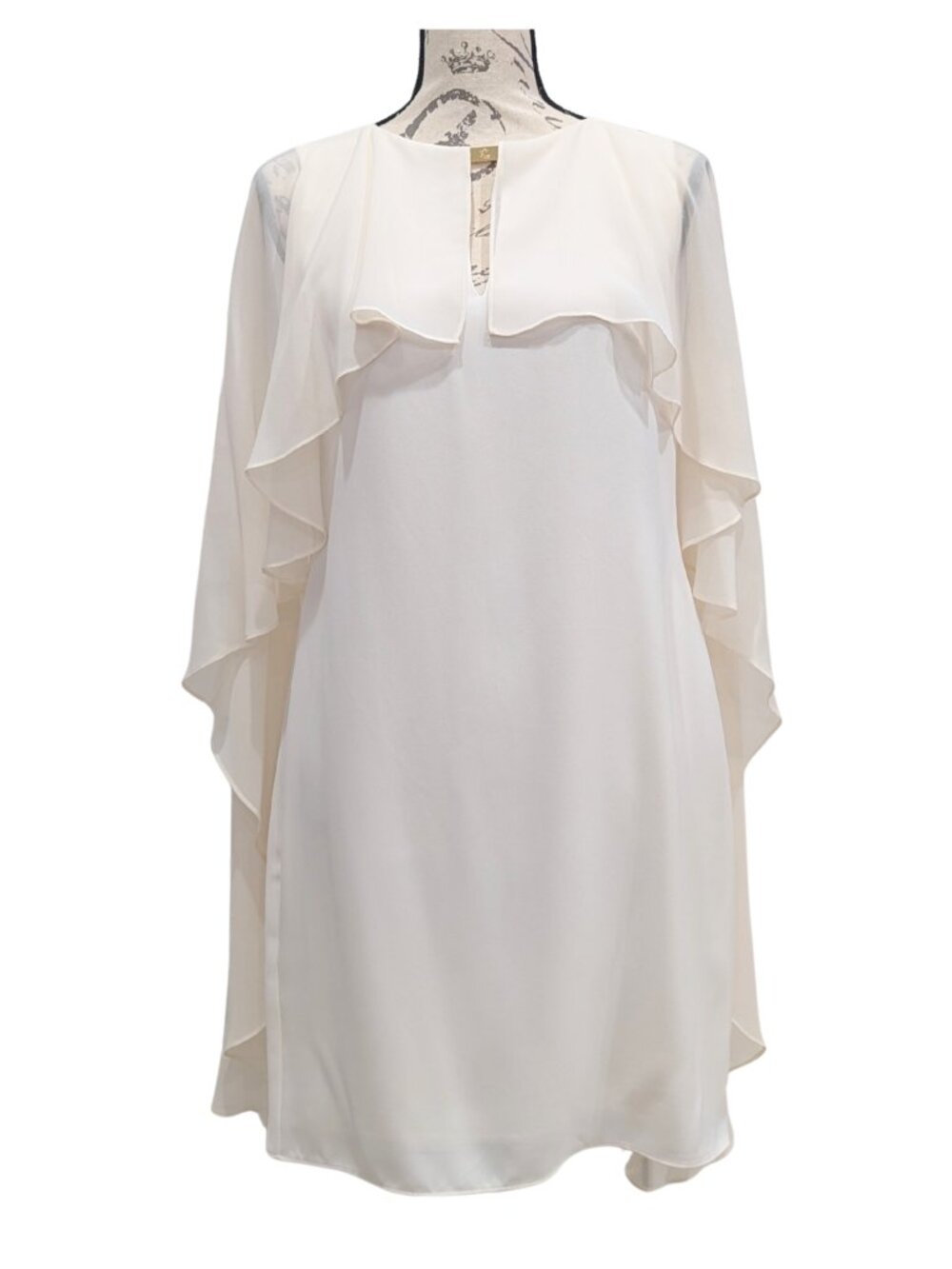 Lauren Ralph Lauren Renelle Ivory Cape Cocktail Dress Size 2 NWT - Picture 2 of 11